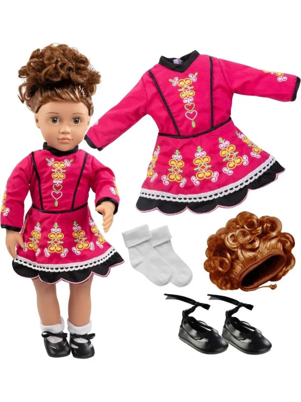 Handmade Irish Step Dancing Doll Outfit - 4 Piece Costume Set for 18